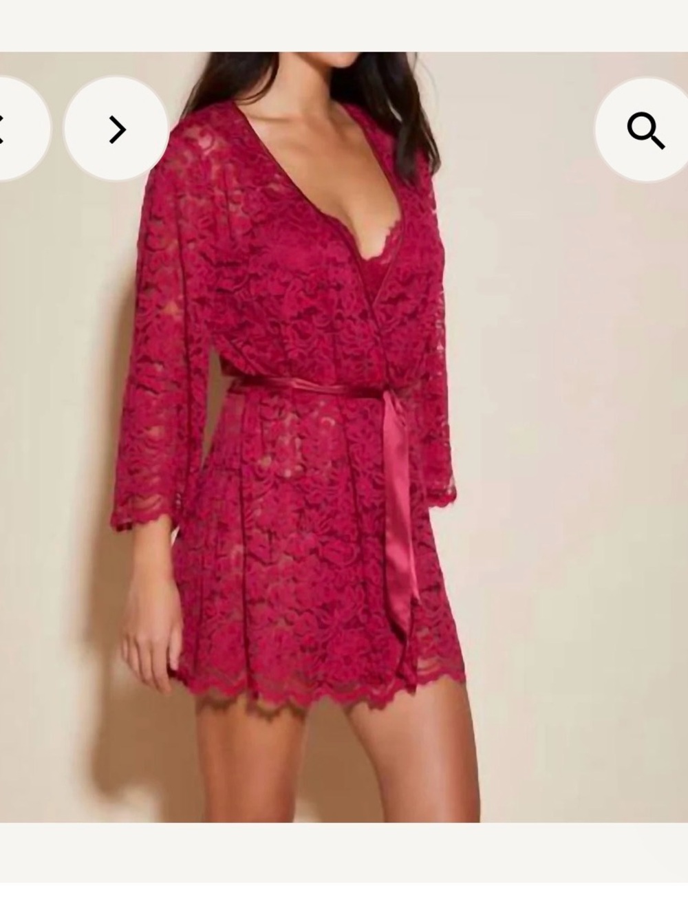 Cosabella | Magnolia lace robe in deep ruby | NWT